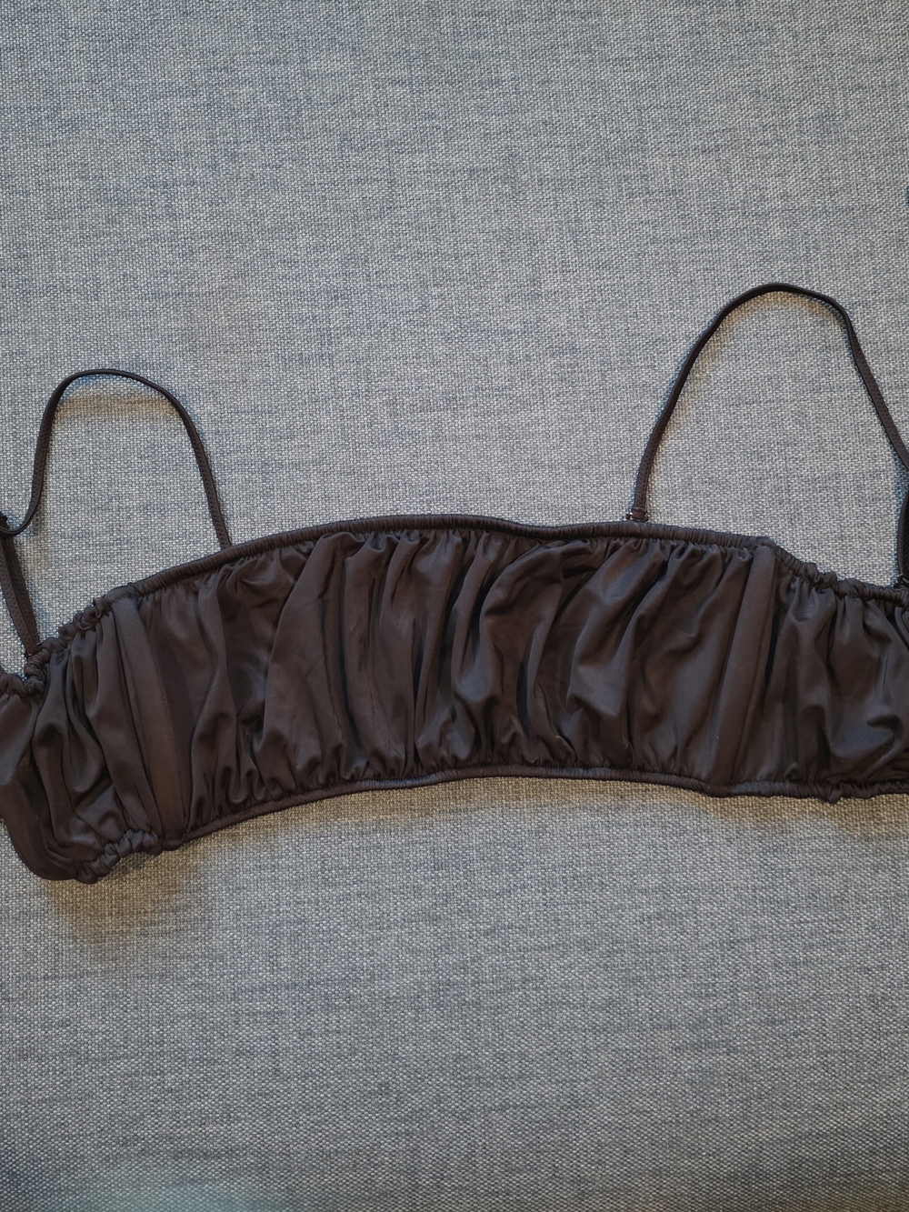 Ruched Black Bikini Top